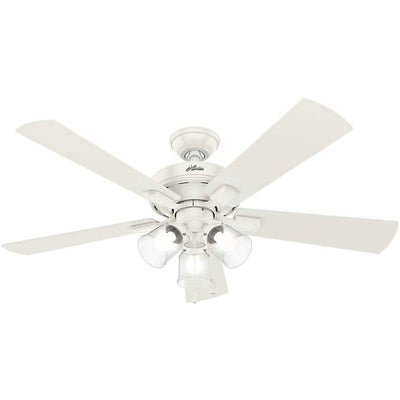 Hunter Crestfield 52" Quiet Ceiling Fan with 3 LED Lights and Pull Chain, White