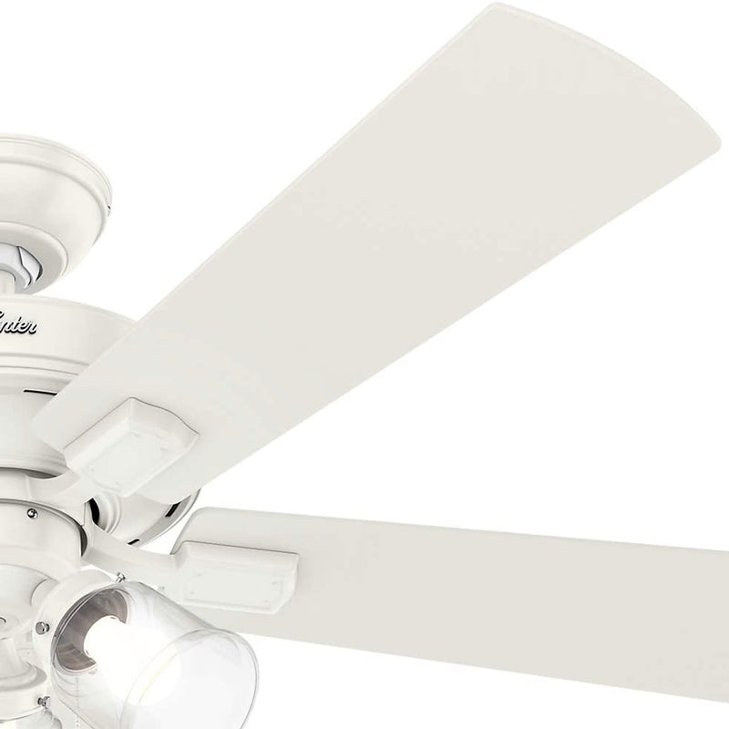 Hunter Crestfield 52" Quiet Ceiling Fan with 3 LED Lights and Pull Chain, White