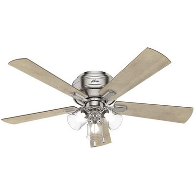 Hunter Crestfield 52" Quiet Indoor Ceiling Fan w/ LED Lights , Brushed Nickel