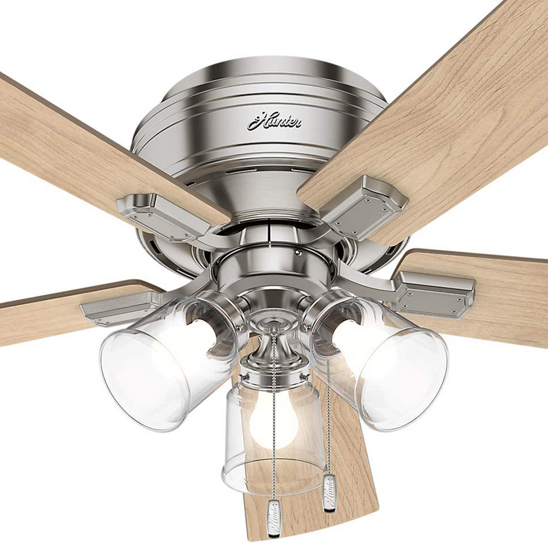 Hunter Crestfield 52" Quiet Indoor Ceiling Fan w/ LED Lights , Brushed Nickel
