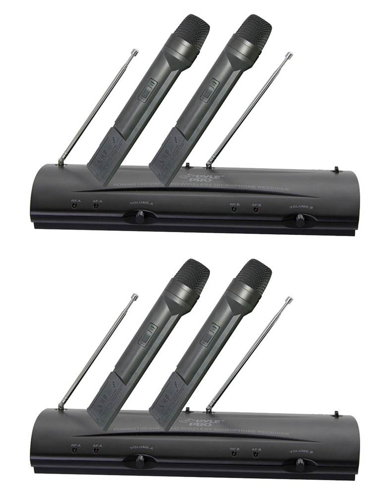 2) PYLE PDWM2100 Dual VHF Wireless Handheld Professional Microphone Mic Systems
