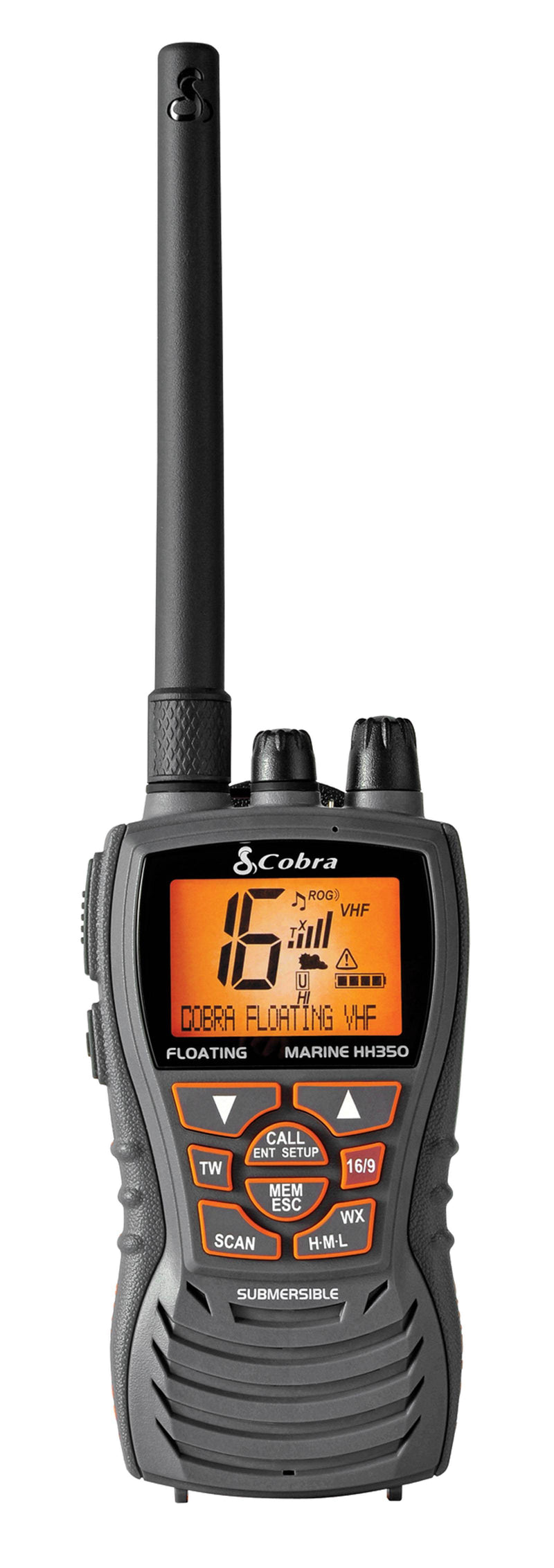(2) Cobra MR-HH350 6W Floating VHF Two-Way Walkie Talkie Marine Radios | Grey