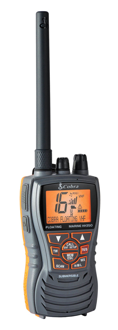 (2) Cobra MR-HH350 6W Floating VHF Two-Way Walkie Talkie Marine Radios | Grey