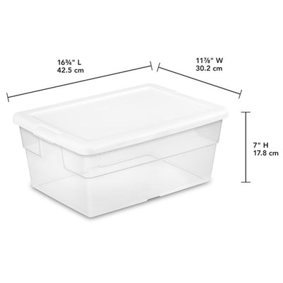 Sterilite 16 Quart Stacking Storage Box Container Tub w/Lid, Clear (24 Pack)