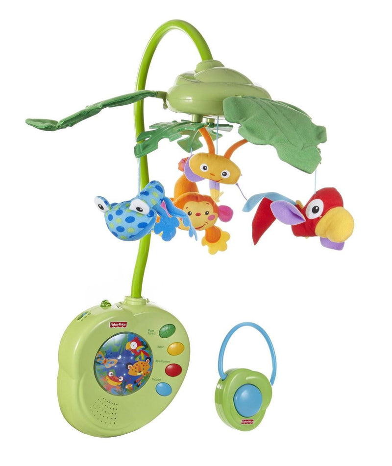 Fisher-Price Baby Crib Musical Mobile Rainforest Peek-a-Boo Leaves | K3799