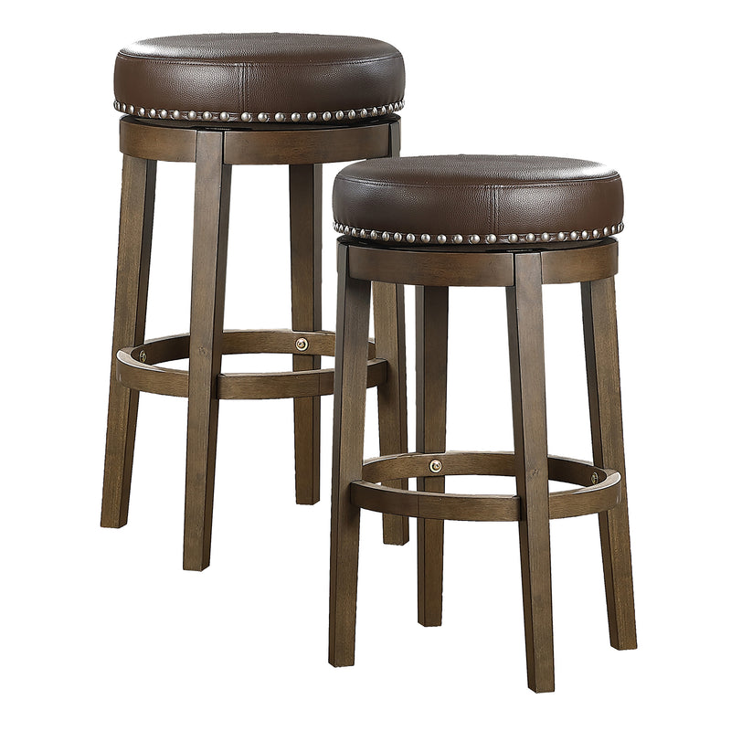 Lexicon Whitby 30.5 Inch Pub Height Round Swivel Seat Bar Stool, Brown (4 Pack)
