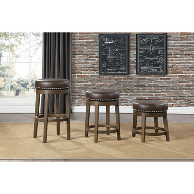 Lexicon Whitby 30.5 Inch Pub Height Round Swivel Seat Bar Stool, Brown (2 Pack)