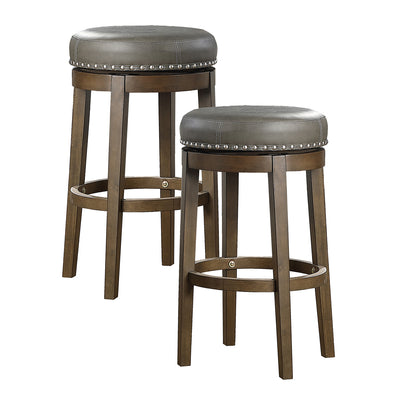 Lexicon Whitby 30.5 Inch Pub Height Round Swivel Seat Bar Stool, Gray (4 Pack)