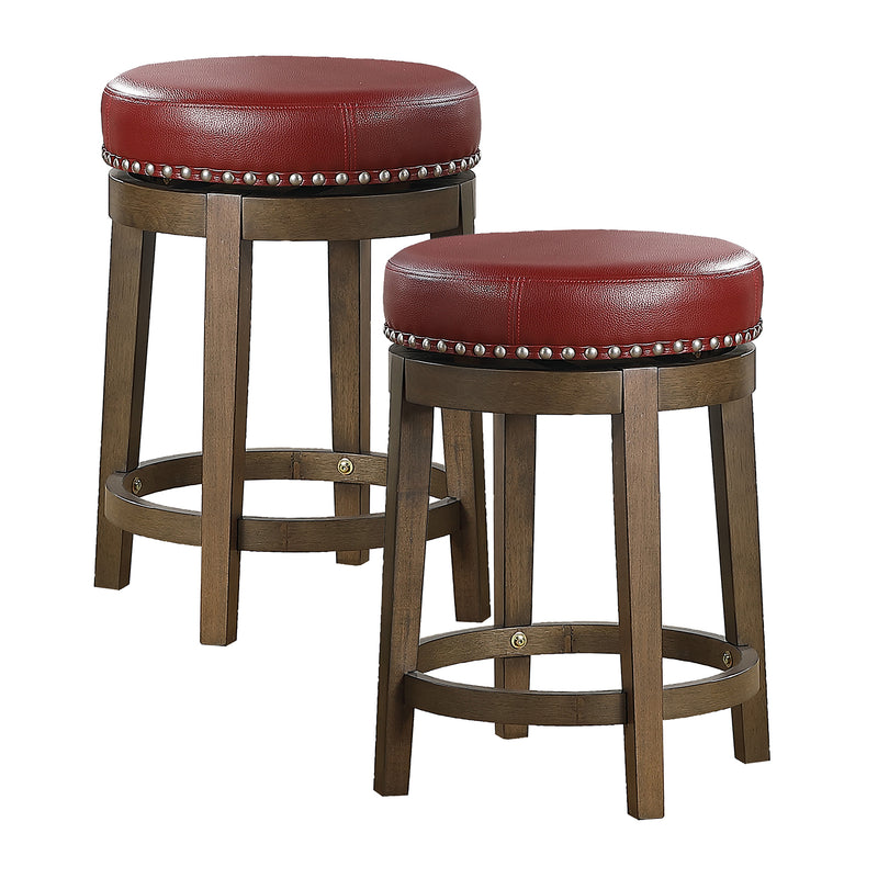 Lexicon Whitby 25 Inch Counter Height Round Swivel Seat Stool, Red (2 Pack)
