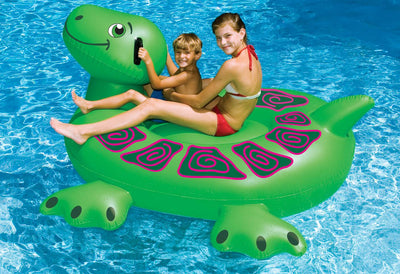 Swimline 90622 Swimming Pool Kids Inflatable Giant Rideable Turtle Float Toy 74"