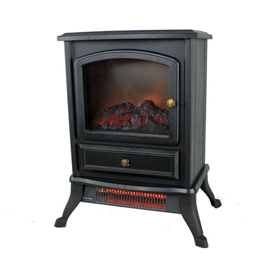 Warm Living 1000W Electric Infrared Heat 800 Sq Ft Home Stove Fireplace | Black