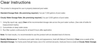 4 Natural Chemistry 03555 Clear Swimming Pool Spa Hot Tub Clarifier - 16 oz Each