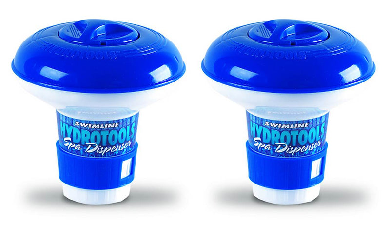 2) NEW HydroTools 8715 Pool Mini Chlorine Tablet Floating Chemical Dispensers - VMInnovations