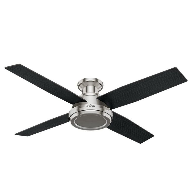 Hunter Dempsey 52" Low Profile Indoor Ceiling Fan with Remote, Brushed Nickel