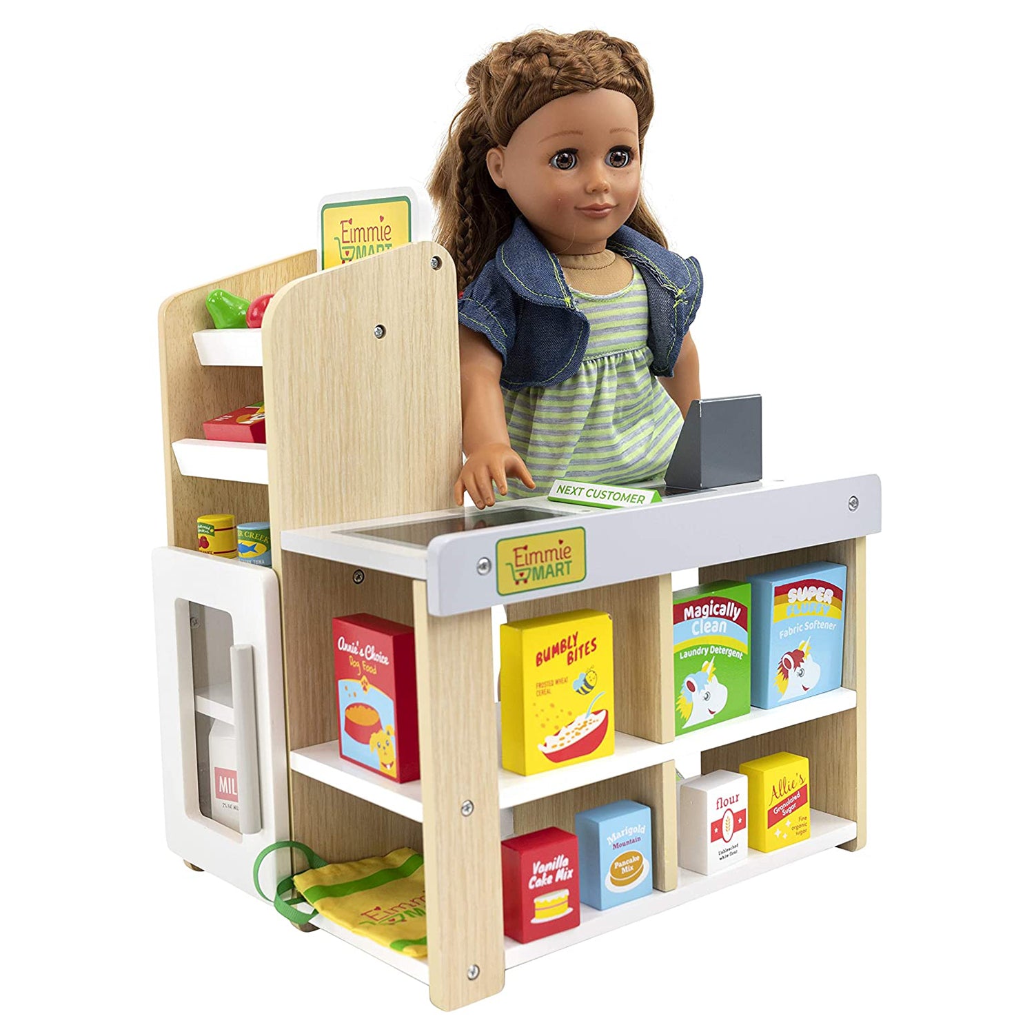 Playtime by Eimmie Wood Grocery Store Playset w/ Acc for 18in Dolls (Open Box) - VMInnovations