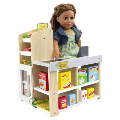 Playtime by Eimmie Wood Grocery Store Playset w/ Acc for 18in Dolls (Open Box) - VMInnovations