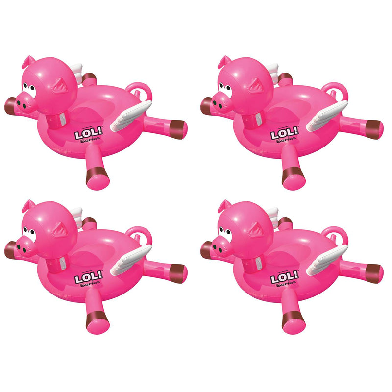 Swimline LOL! Series Inflatable Ride-On Flying Pig Swimming Pool Float (4 Pack)