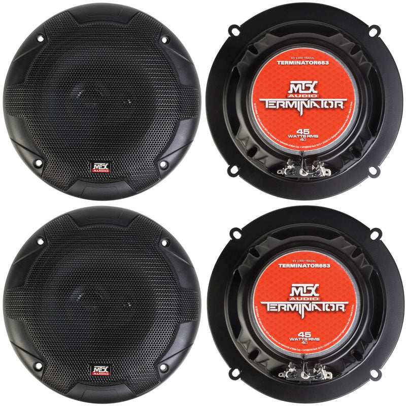 4) New MTX TERMINATOR653 6.5" 180W 3 Way Coaxial Car Audio Speakers Stereo Black