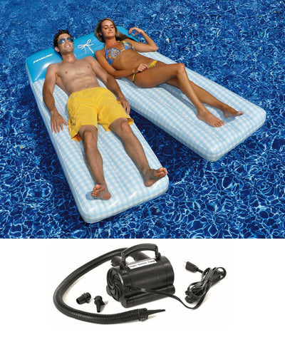 Swimline 90602 Pool Fun Inflatable Shorts Double Lounger w/ 110 Volt Air Pump
