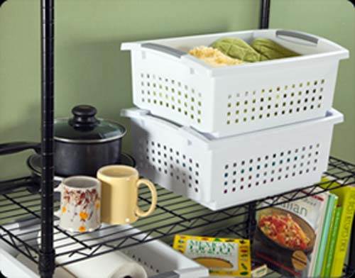 Sterilite Large Plastic Stacking Closet Organizer and Storage Basket (6 Pack) - VMInnovations