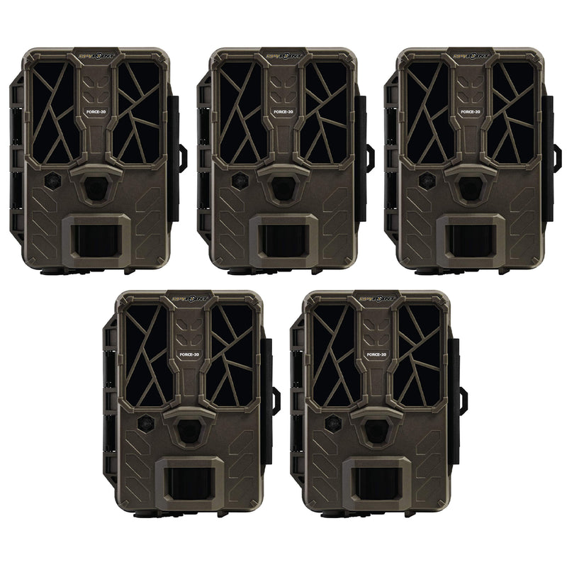 SPYPOINT FORCE-20 20MP Low Glow Infrared HD Video Hunting Trail Camera (5 Pack)