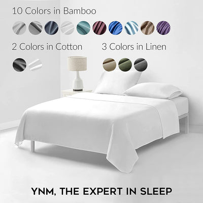 YnM 100 Percent Natural Bamboo Premium 400TC 4 Piece Sheet Set, King, White
