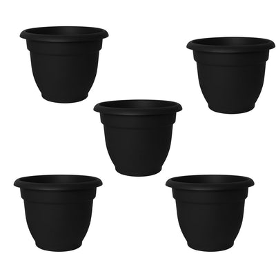 Bloem 20-56912 Ariana 12 Inch Self Watering Plastic Flowerpot, Black (5 Pack)