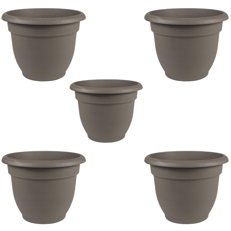 Bloem Ariana 10 Inch Indoor & Outdoor Self Watering Pot, Peppercorn (5 pack)