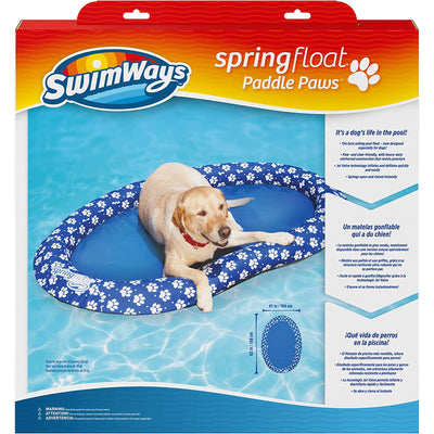 SwimWays Spring Float Paddle Paws Puppy Dog Pool Float Lounger, Large, Blue