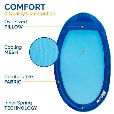 SwimWays Water Hammock Styled Spring Swimming Pool Float Recliner, Blue (2 Pack)