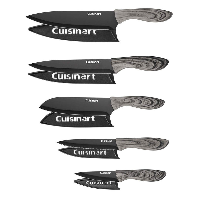 Cuisinart 10 Piece Ceramic Black Faux Wood Stainless Steel Cutlery Knife Set