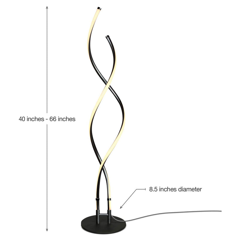 Brightech Embrace 2 In 1 Spiral Standing Floor Table Lamp, Jet Black (2 Pack)