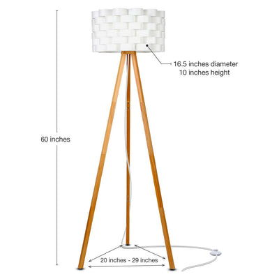 Brightech Bijou Modern Home 60" Tall Standing LED Light Tripod Floor Lamp, Wood