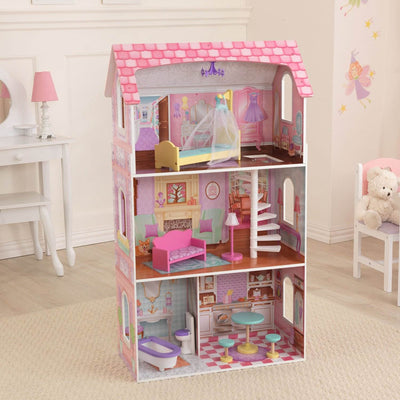 KidKraft Penelope Wooden Pretend Play House Doll Dollhouse Mansion w/ Furniture