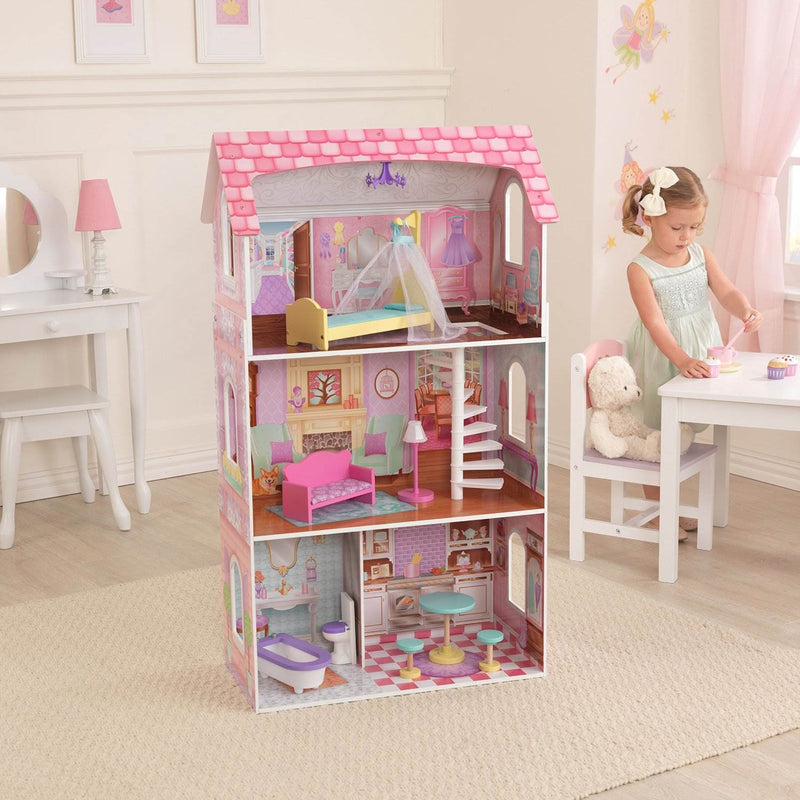 KidKraft Penelope Wooden Pretend Play House Doll Dollhouse Mansion w/ Furniture