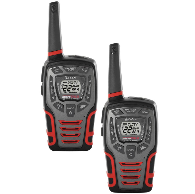 (2) COBRA CXT595 MicroTalk 32 Mile 22 Ch Walkie Talkie 2-Way Radios w/ Headsets
