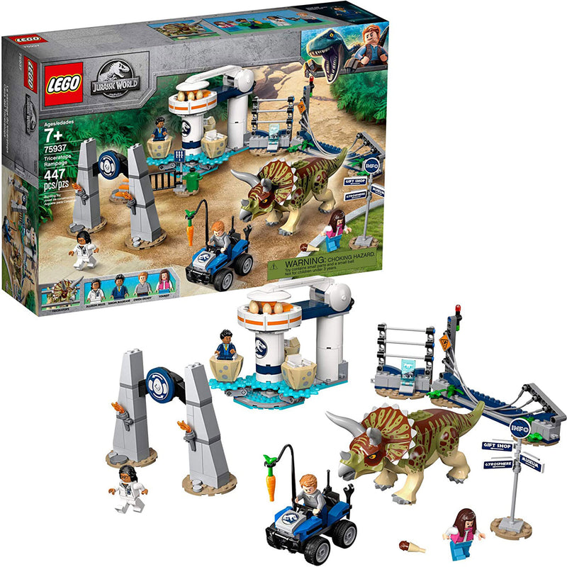 LEGO Jurassic World Triceratops Rampage Toy Building Kit (447 Pieces) (Damaged)