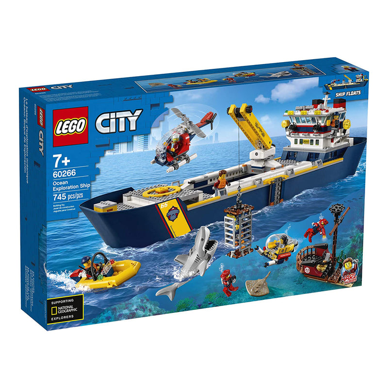 LEGO City Ocean Exploration Ship 745 Piece Block Building Set Floating 8 Figures