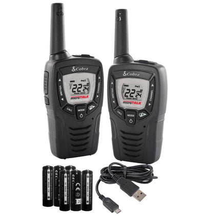 (2) COBRA CXT345 MicroTalk 23 Mile 22 Ch Walkie Talkie 2-Way Radios w/ Headsets