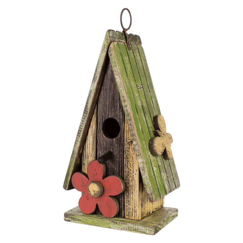 Carson Home Accents 63970 11 Inch Indoor and Outdoor Birdhouse, Green Roof