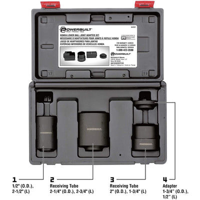 Powerbuilt 641321 Universal Heavy Duty Honda Lower Ball Joint Tool Adapter Kit