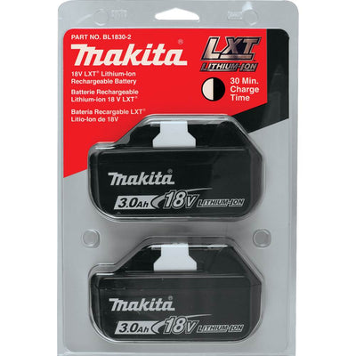 Makita Tools OEM BL1830 18V LXT Lithium-Ion 3.0Ah Battery Pair w/ 18V Charger
