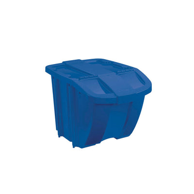 Suncast 18 Gallon Stackable Resin Home Recycle Storage Bin w/ Lid, Blue (2 Pack)