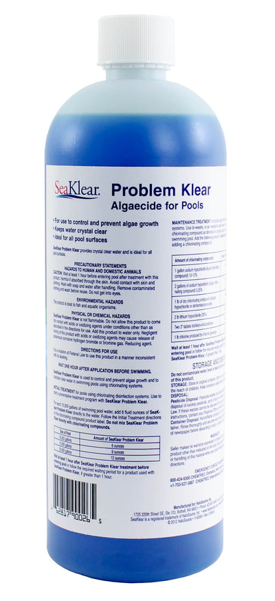 SeaKlear 1140004 Swimming Pool Problem Klear Algaecide Algae Prevention - 1 Qt.