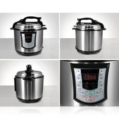 Nutrichef PKPRC22 6 Quart Digital Stainless Electronic Pressure/Slow Cooker