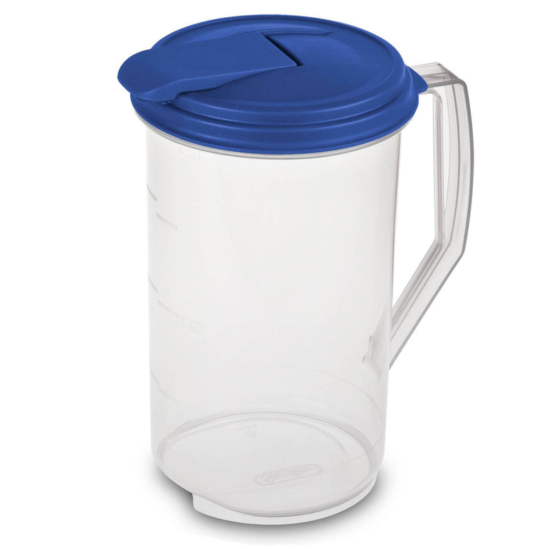 Sterilite 2 Quart Round Clear Plastic Hinged Pitcher, 6-Pack | 04864106 - VMInnovations