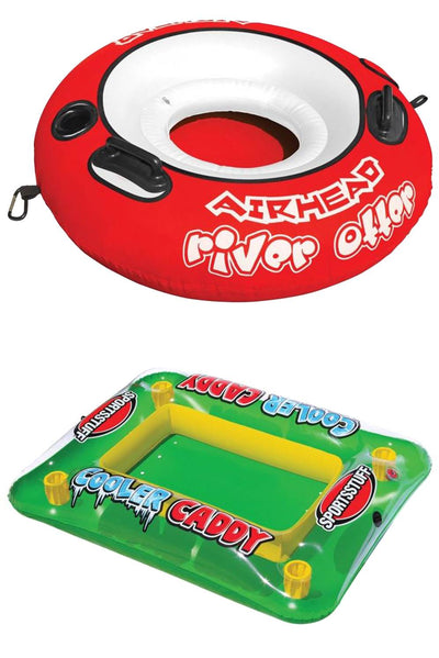 Airhead River Otter Single Rider Inflatable Float Tube w/ 48-Quart Cooler Caddy