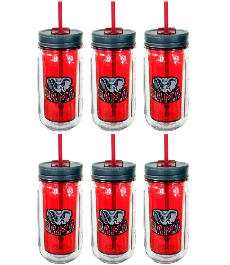 Cool Gear 16 Ounce University of Alabama Crimson Tide Mason Jar (6 Pack)