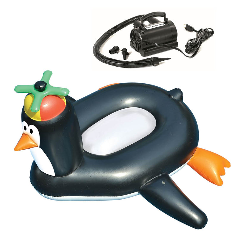 Swimline Giant Happy Penguin Float + Electric Air Pump Inflator | 90630+9095