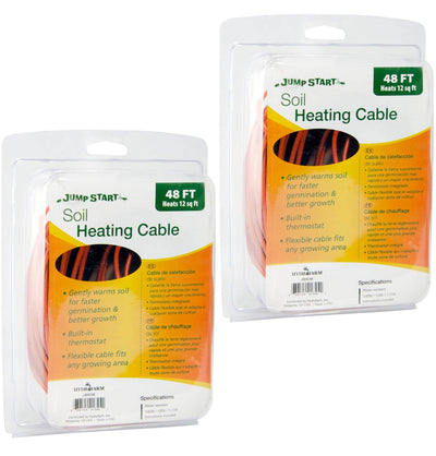 Hydrofarm JSHC48 Jump Start Soil 48' Heating Cable - Built-In Thermostat, 2 Pack